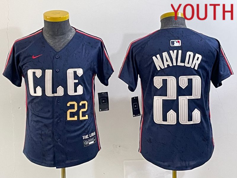 Youth Cleveland Indians #22 Naylor Blue City Edition Nike 2024 MLB Jersey style 2->youth mlb jersey->Youth Jersey